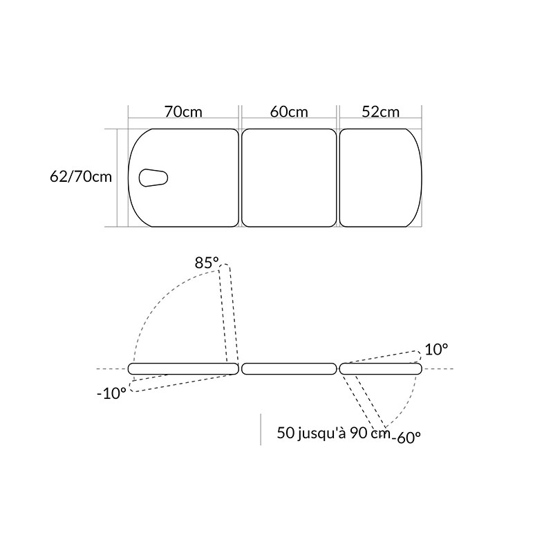 SE-1130 Fauteuil de Soins Esthétiques Électrique - dimensions