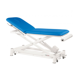 [C7552M44T13-41] C7552 Elektrische tafel met 2 Ecoposturale oppervlakken en 1 kruk GRATIS (Coatingkleuren: 41 Blanc, Chassis: M44 62x188 cm, Hoofdsteun: T 13)