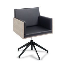 [TK-401013P-B33-L49] AMBROS Fauteuil de Manucure (Couleurs revêtement: B33 Noir, Couleurs stratifiés: L49 - Chêne)
