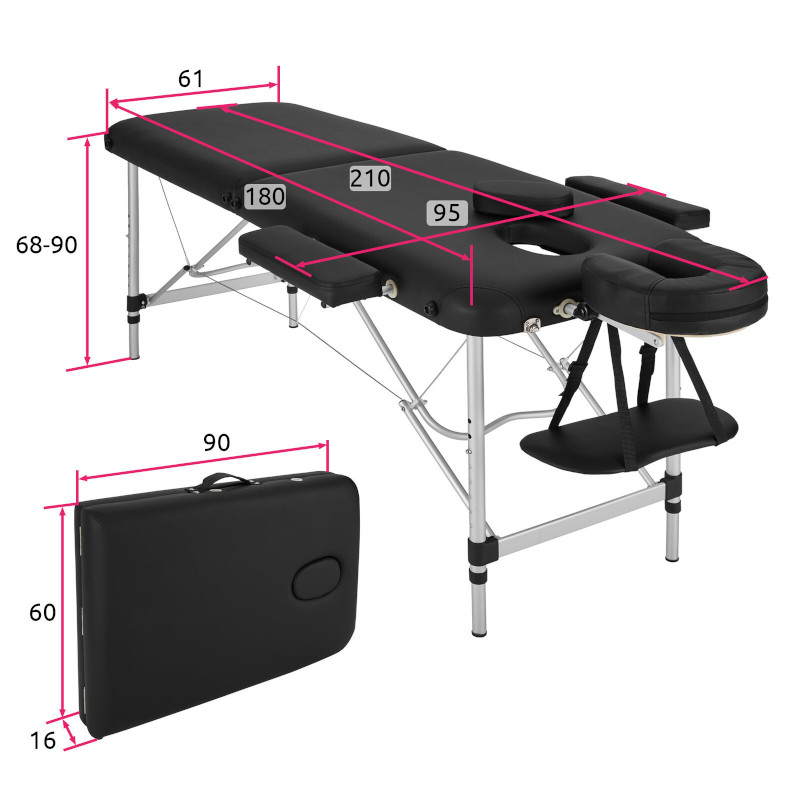 Table de massage pliante NS231A 2 plans ALU plans