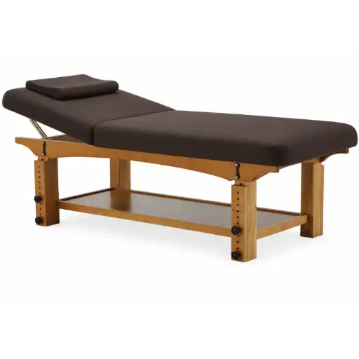 NAYA MARRON Table de soins réglable en bois massif 